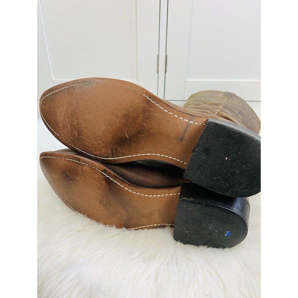 Durango Vintage Brown Leather Western Cowboy Slouch Boot Mens Size 10 Gold Toe - Picture 5 of 9